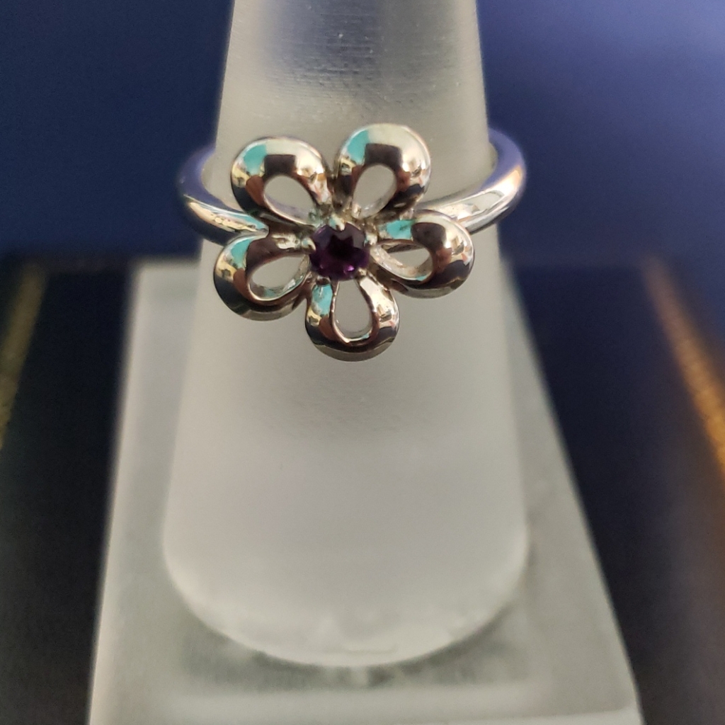 Sterling Silver Stackable Ring With Amethyst
